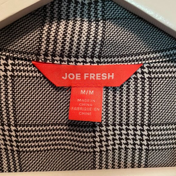 Black & White Plaid Long Sleeve Joe Fresh Blouse Size M - Picture 2 of 3